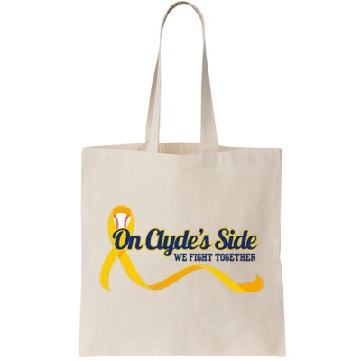 On ClydeS Side Baseball We Fight Together Cancer Awareness Tote Bag