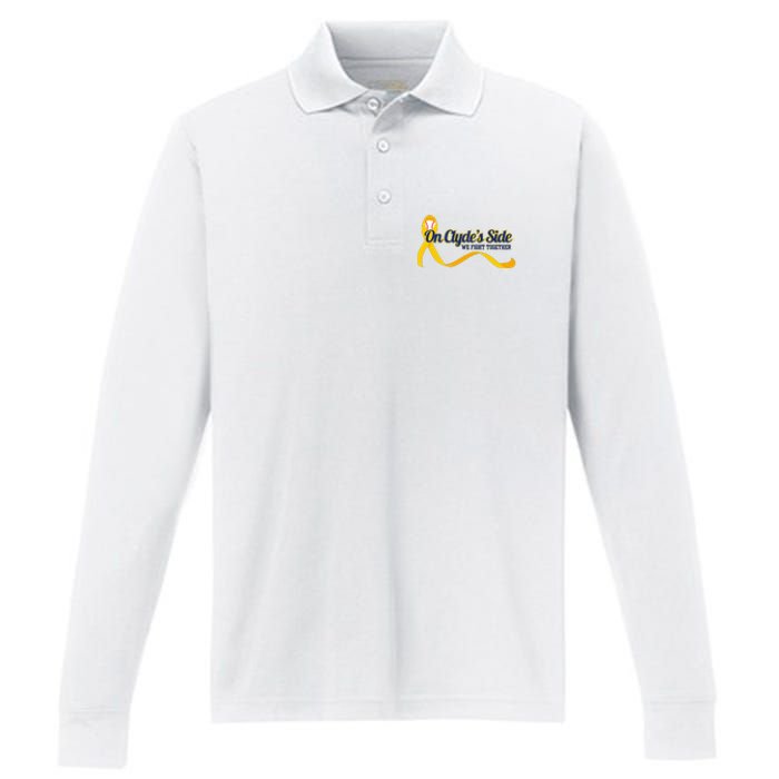 On ClydeS Side Baseball We Fight Together Cancer Awareness Performance Long Sleeve Polo