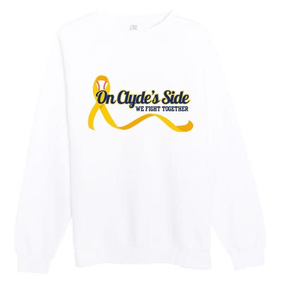 On ClydeS Side Baseball We Fight Together Cancer Awareness Premium Crewneck Sweatshirt