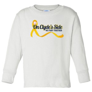 On ClydeS Side Baseball We Fight Together Cancer Awareness Toddler Long Sleeve Shirt