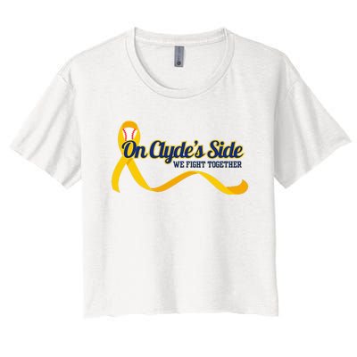 On ClydeS Side Baseball We Fight Together Cancer Awareness Women's Crop Top Tee