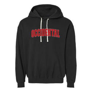 Occidental California Souvenir Trip College Style Text Garment-Dyed Fleece Hoodie