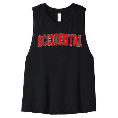 Occidental California Souvenir Trip College Style Text Women's Racerback Cropped Tank