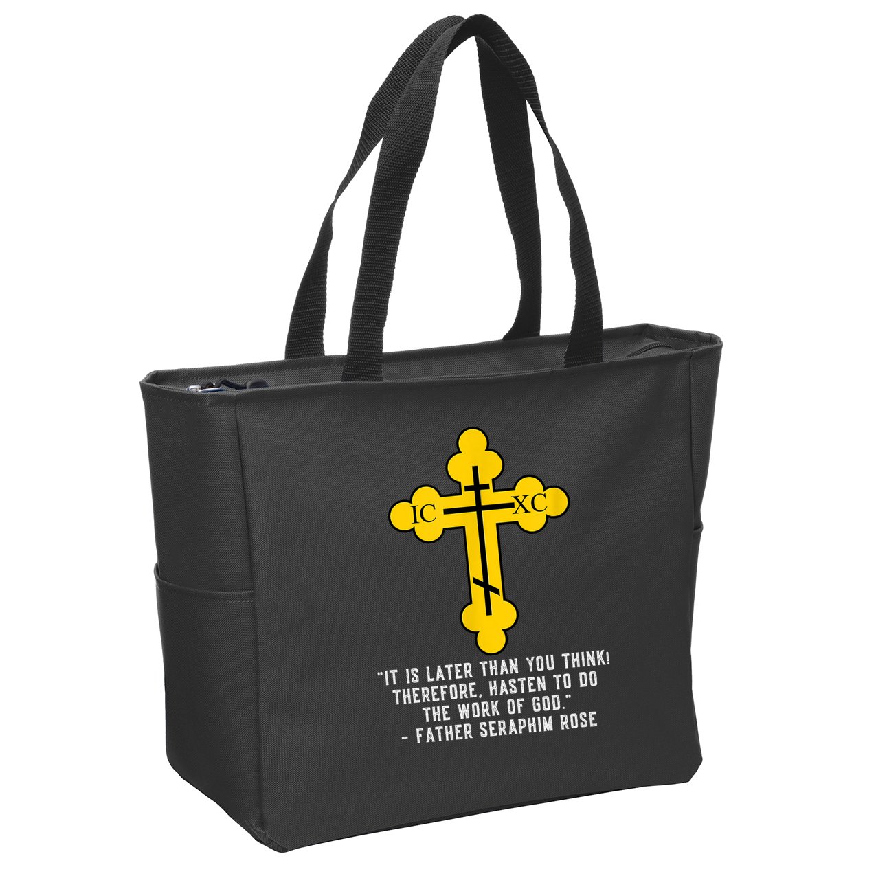 Orthodox Christian Seraphim Rose Zip Tote Bag