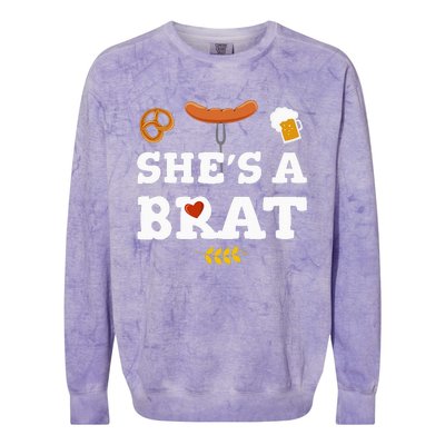 Oktoberfest Couples SheS A Brat Colorblast Crewneck Sweatshirt