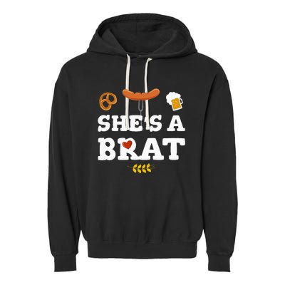 Oktoberfest Couples SheS A Brat Garment-Dyed Fleece Hoodie