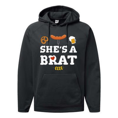 Oktoberfest Couples SheS A Brat Performance Fleece Hoodie