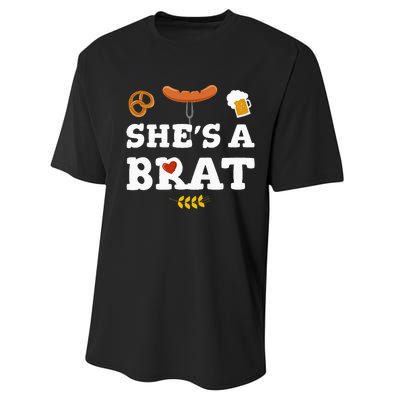 Oktoberfest Couples SheS A Brat Performance Sprint T-Shirt