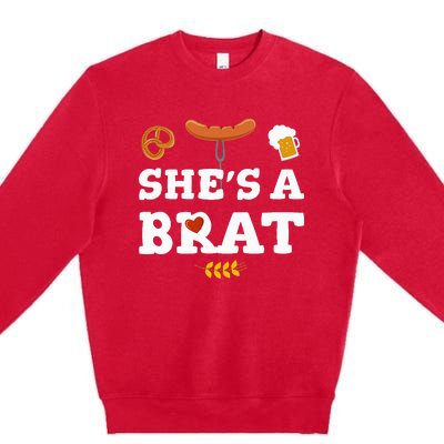 Oktoberfest Couples SheS A Brat Premium Crewneck Sweatshirt