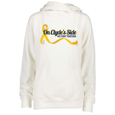 On ClydeS Side Baseball We Fight Together Cancer Awareness Womens Funnel Neck Pullover Hood