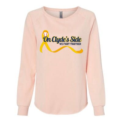 On ClydeS Side Baseball We Fight Together Cancer Awareness Womens California Wash Sweatshirt