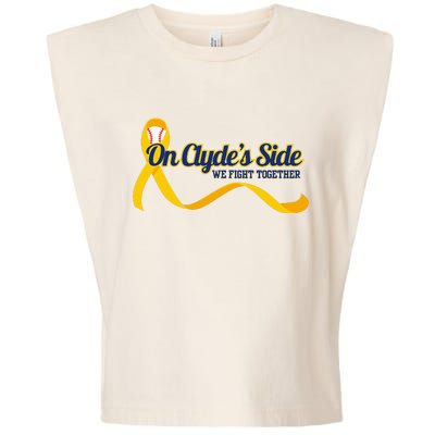 On ClydeS Side Baseball We Fight Together Cancer Awareness Garment-Dyed Women's Muscle Tee