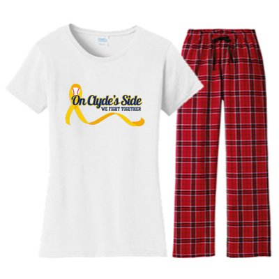 On ClydeS Side Baseball We Fight Together Cancer Awareness Women's Flannel Pajama Set