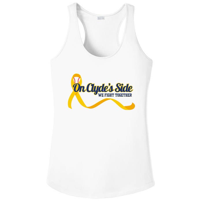 On ClydeS Side Baseball We Fight Together Cancer Awareness Ladies PosiCharge Competitor Racerback Tank