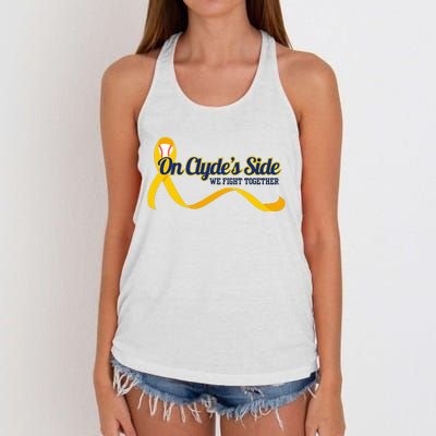 On ClydeS Side Baseball We Fight Together Cancer Awareness Women's Knotted Racerback Tank