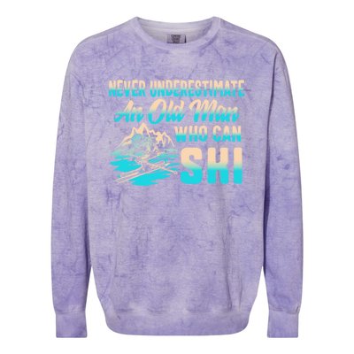 Old Can Ski Fathers Day Grandpa Dad Rider Water Skiing Gift Colorblast Crewneck Sweatshirt