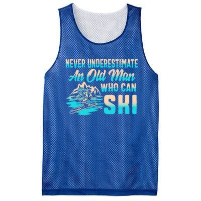 Old Can Ski Fathers Day Grandpa Dad Rider Water Skiing Gift Mesh Reversible Basketball Jersey Tank