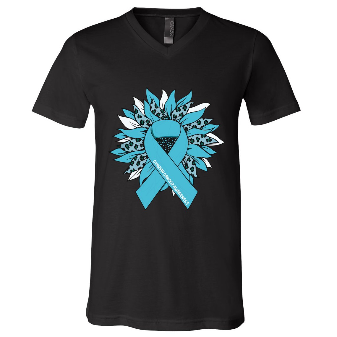 Ovarian Cancer Shirts Sunflower Ovarian Cancer Awareness V-Neck T-Shirt