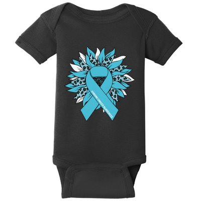 Ovarian Cancer Shirts Sunflower Ovarian Cancer Awareness Baby Bodysuit