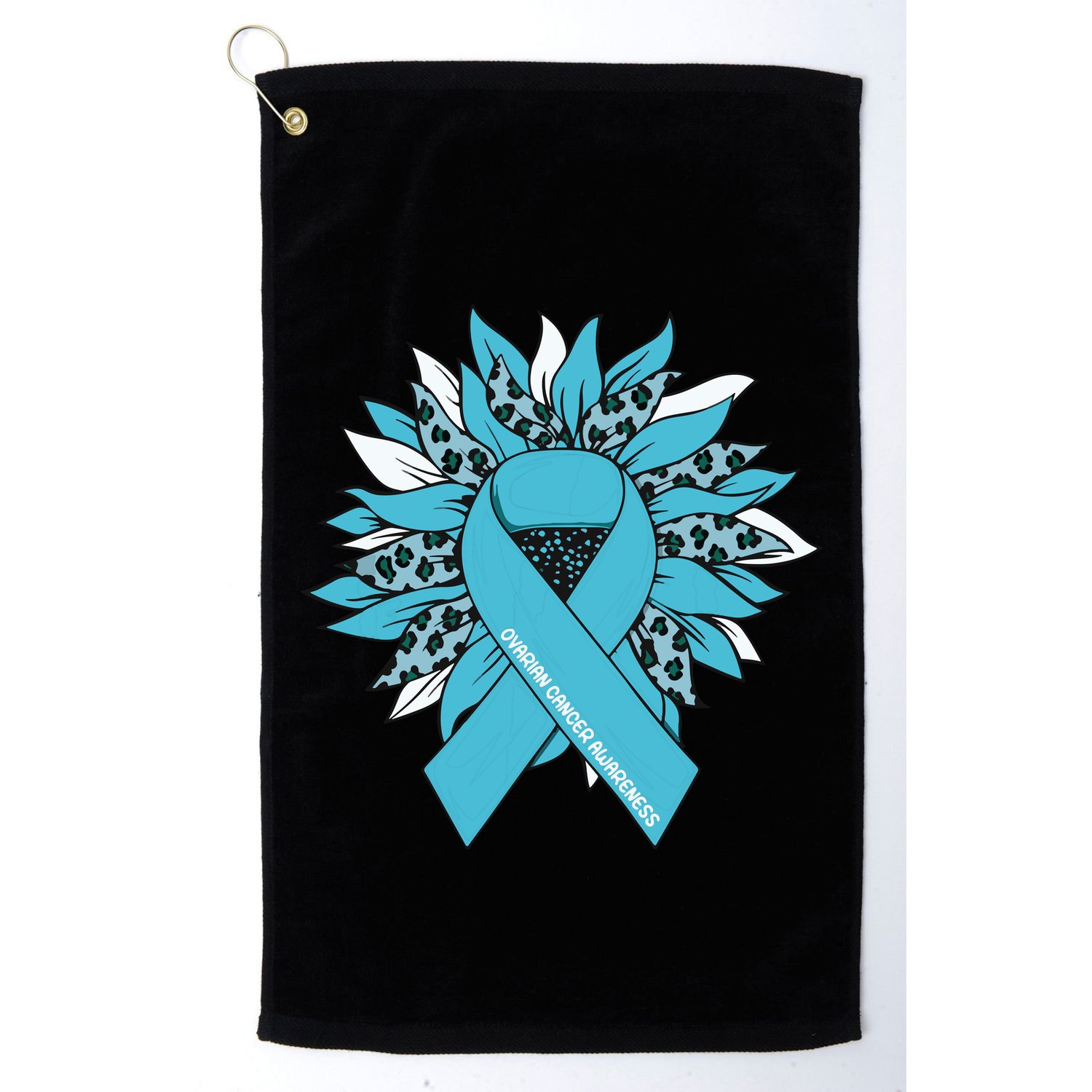 Ovarian Cancer Shirts Sunflower Ovarian Cancer Awareness Golf Towel