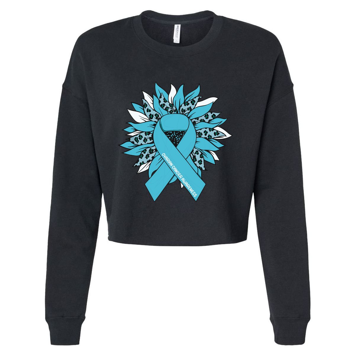 Ovarian Cancer Shirts Sunflower Ovarian Cancer Awareness Cropped Pullover Crew