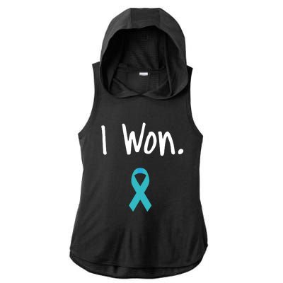 Ovarian Cancer Survivor I Won Ovarian Cancer Awareness Ladies PosiCharge Tri-Blend Wicking Draft Hoodie Tank