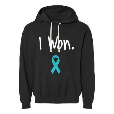 Ovarian Cancer Survivor I Won Ovarian Cancer Awareness Garment-Dyed Fleece Hoodie