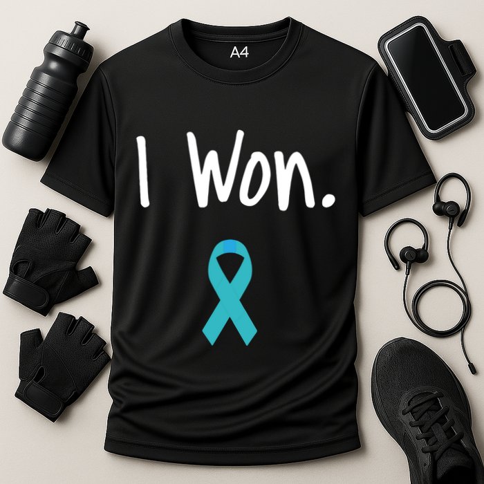 Ovarian Cancer Survivor I Won Ovarian Cancer Awareness Cooling Performance Crew T-Shirt