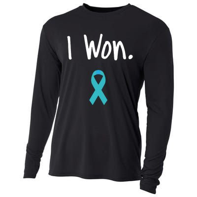 Ovarian Cancer Survivor I Won Ovarian Cancer Awareness Cooling Performance Long Sleeve Crew