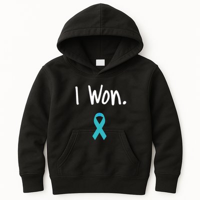 Ovarian Cancer Survivor I Won Ovarian Cancer Awareness Kids Hoodie