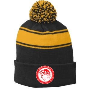 Olympiacos Club Supporter Fan Greece Greek Stripe Pom Pom Beanie