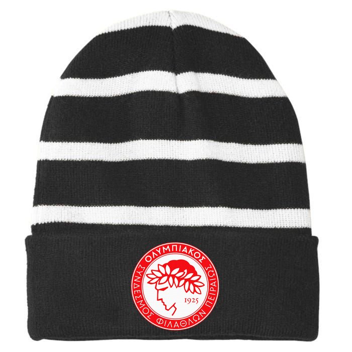 Olympiacos Club Supporter Fan Greece Greek Striped Beanie with Solid Band