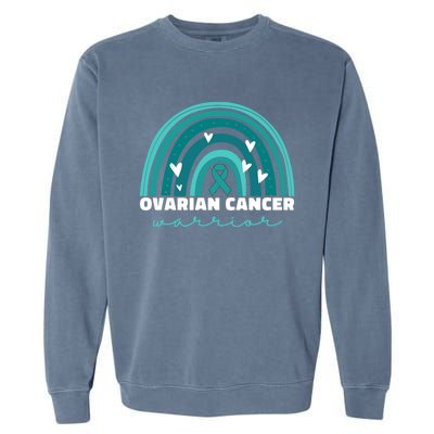 Ovarian Cancer Teal Ribbon Ovarian Cancer Warrior Gift Garment-Dyed Sweatshirt