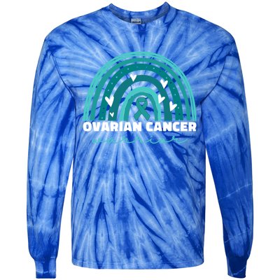 Ovarian Cancer Teal Ribbon Ovarian Cancer Warrior Gift Tie-Dye Long Sleeve Shirt