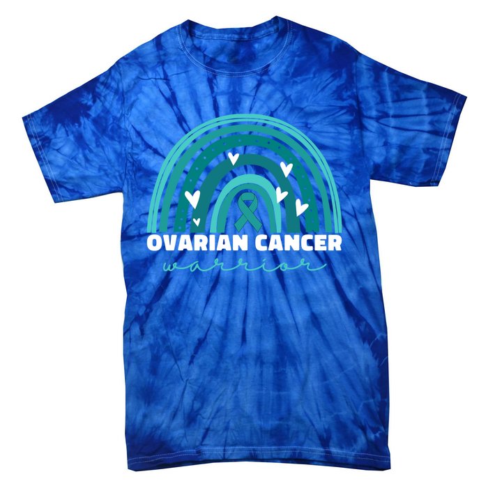 Ovarian Cancer Teal Ribbon Ovarian Cancer Warrior Gift Tie-Dye T-Shirt