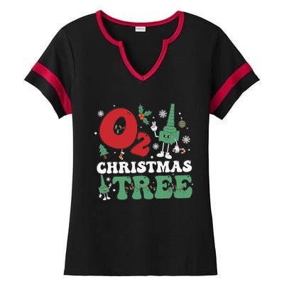 Oh Christmas Tree Xmas Lights Rt Respiratory Therapist Ladies Halftime Notch Neck Tee