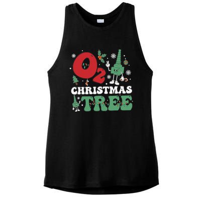 Oh Christmas Tree Xmas Lights Rt Respiratory Therapist Ladies PosiCharge Tri-Blend Wicking Tank