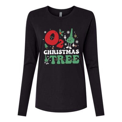 Oh Christmas Tree Xmas Lights Rt Respiratory Therapist Womens Cotton Relaxed Long Sleeve T-Shirt