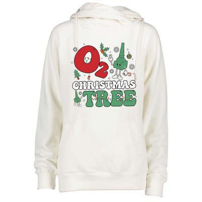 Oh Christmas Tree Xmas Lights Rt Respiratory Therapist Womens Funnel Neck Pullover Hood