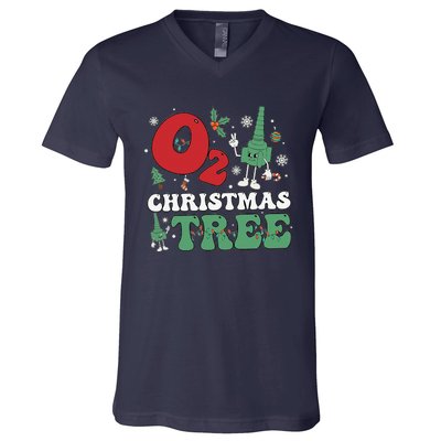 Oh Christmas Tree Xmas Lights Rt Respiratory Therapist V-Neck T-Shirt