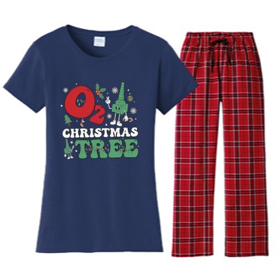 Oh Christmas Tree Xmas Lights Rt Respiratory Therapist Women's Flannel Pajama Set