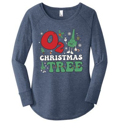 Oh Christmas Tree Xmas Lights Rt Respiratory Therapist Women's Perfect Tri Tunic Long Sleeve Shirt