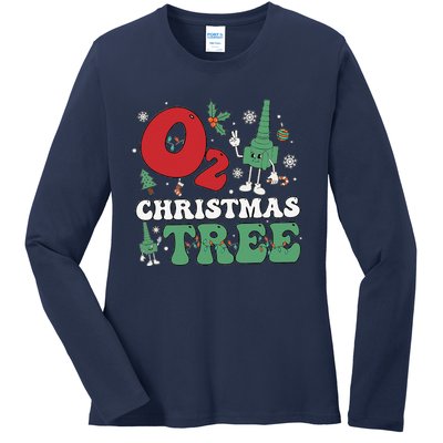 Oh Christmas Tree Xmas Lights Rt Respiratory Therapist Ladies Long Sleeve Shirt