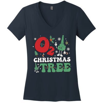 Oh Christmas Tree Xmas Lights Rt Respiratory Therapist Women's V-Neck T-Shirt