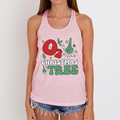 Oh Christmas Tree Xmas Lights Rt Respiratory Therapist Women's Knotted Racerback Tank