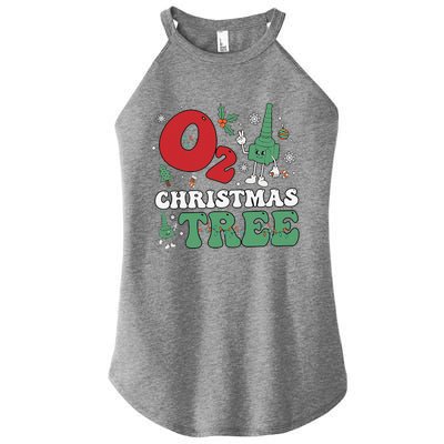 Oh Christmas Tree Xmas Lights Rt Respiratory Therapist Women's Perfect Tri Rocker Tank