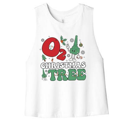 Oh Christmas Tree Xmas Lights Rt Respiratory Therapist Women's Racerback Cropped Tank