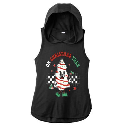 Oh Christmas Tree Cakes Debbie Becky Jen Groovy Retro Pajama Ladies PosiCharge Tri-Blend Wicking Draft Hoodie Tank