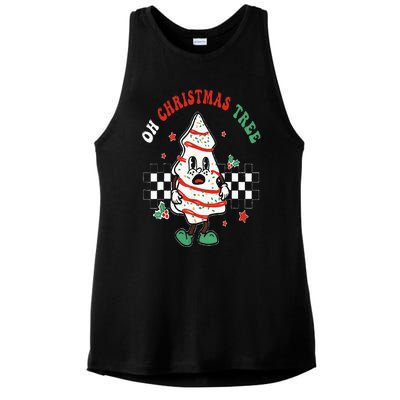 Oh Christmas Tree Cakes Debbie Becky Jen Groovy Retro Pajama Ladies PosiCharge Tri-Blend Wicking Tank