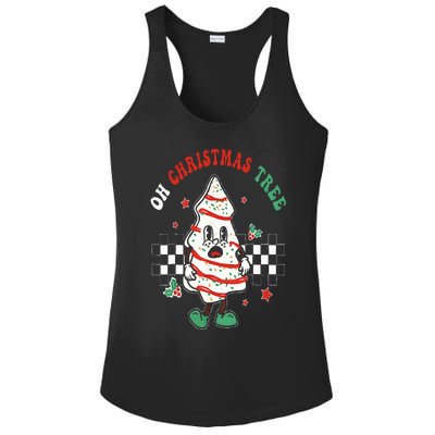 Oh Christmas Tree Cakes Debbie Becky Jen Groovy Retro Pajama Ladies PosiCharge Competitor Racerback Tank